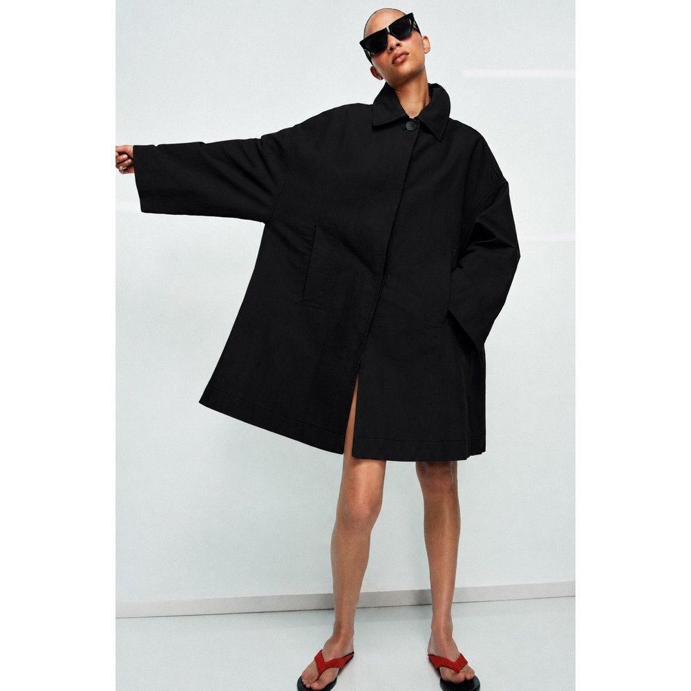 Darling Highland Coat Black Oversized Cotton Blend Twill Jacket Womens Medium